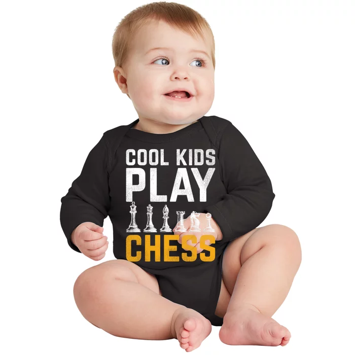 Cool Kids Play Chess Gift Baby Long Sleeve Bodysuit