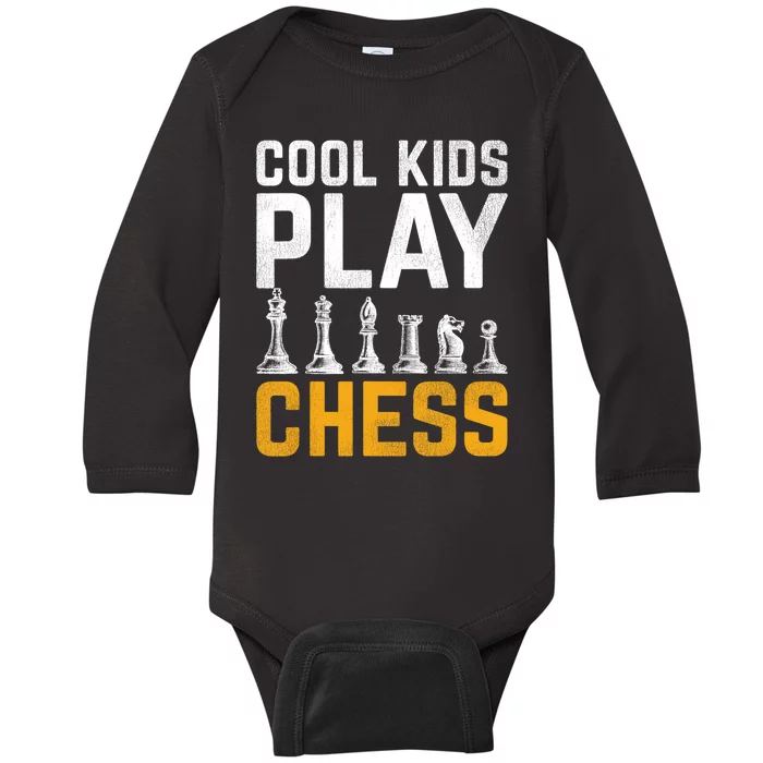 Cool Kids Play Chess Gift Baby Long Sleeve Bodysuit