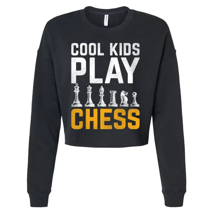 Cool Kids Play Chess Gift Cropped Pullover Crew