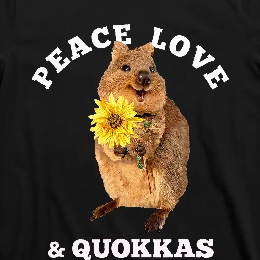 Cute kawaii quokka Peace Love Sunflower T-Shirt