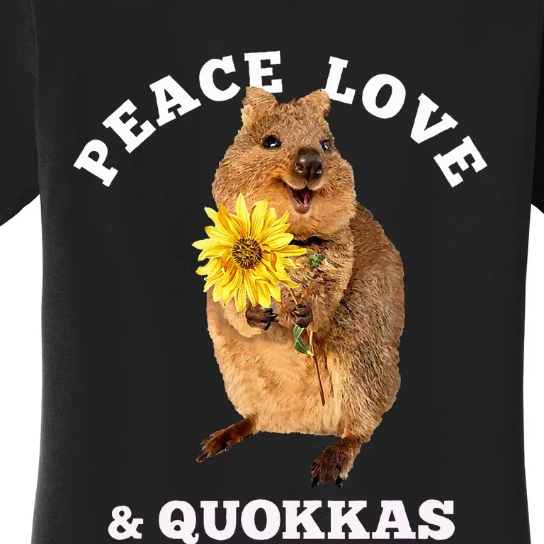 Cute kawaii quokka Peace Love Sunflower Women's T-Shirt