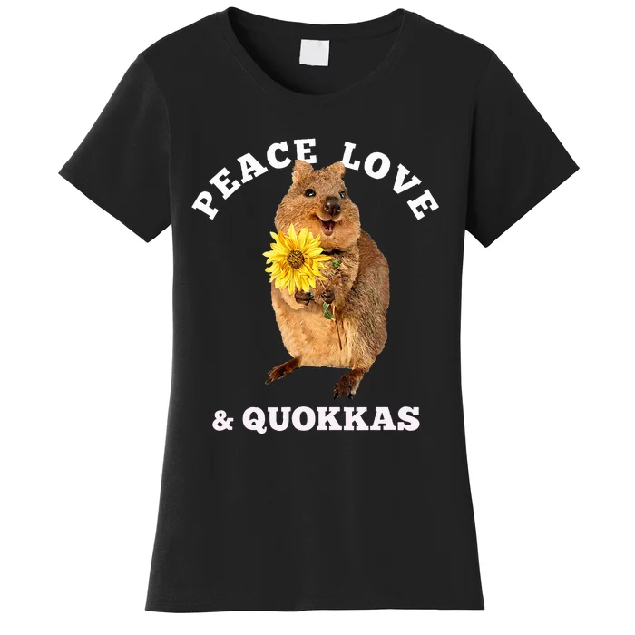 Cute kawaii quokka Peace Love Sunflower Women's T-Shirt