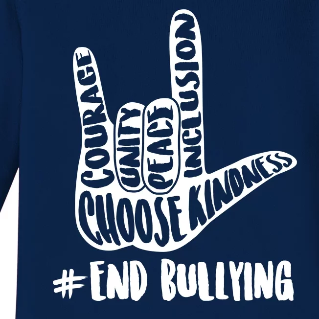 Choose Kindness Rock On # End Bullying Baby Long Sleeve Bodysuit