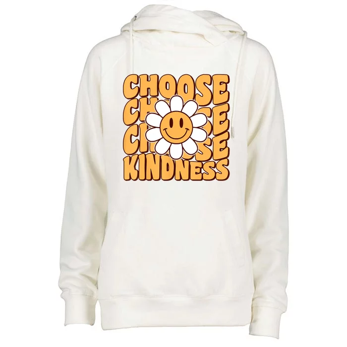 Choose Kindness Retro Groovy Be Kind Inspirational Womens Funnel Neck Pullover Hood