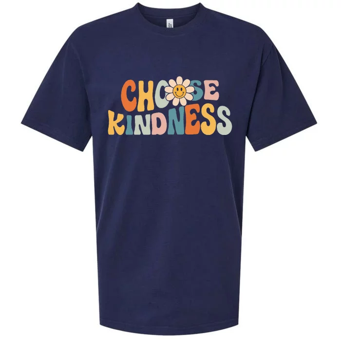 Choose Kindness Retro Groovy Daisy Be Kind Inspirational Sueded Cloud Jersey T-Shirt