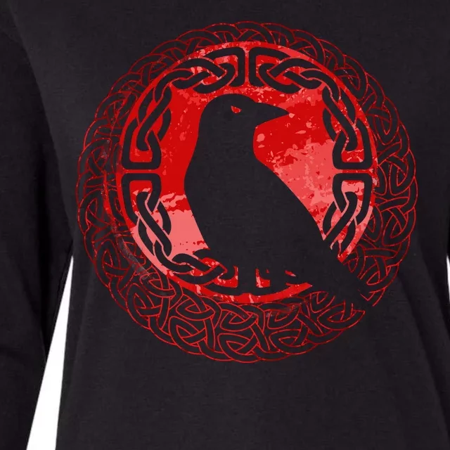 Celtic Knot Raven Crow Womens Cotton Relaxed Long Sleeve T-Shirt