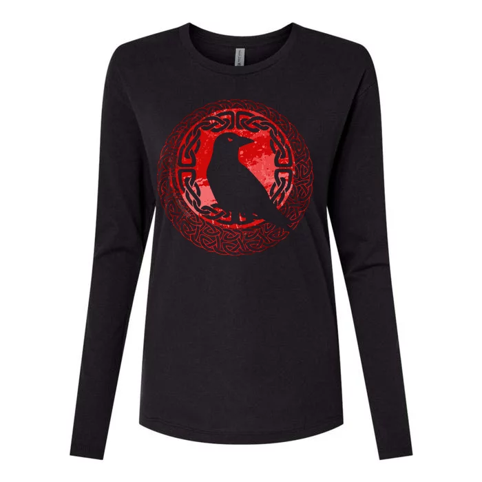 Celtic Knot Raven Crow Womens Cotton Relaxed Long Sleeve T-Shirt