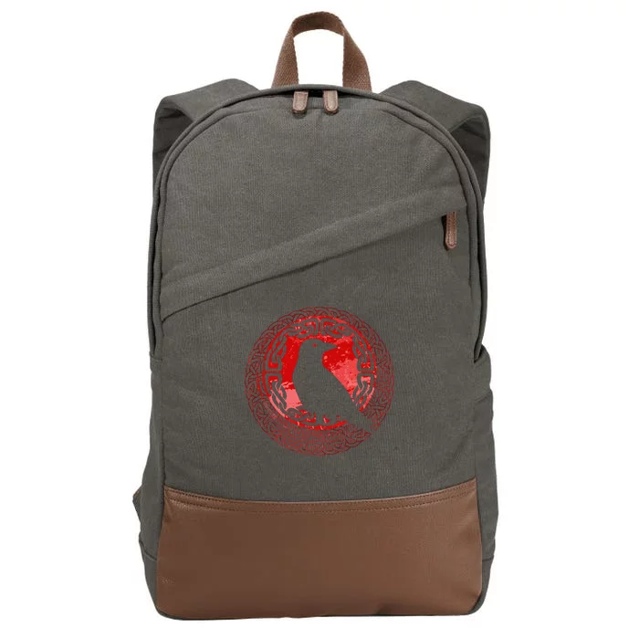 Celtic Knot Raven Crow Cotton Canvas Backpack