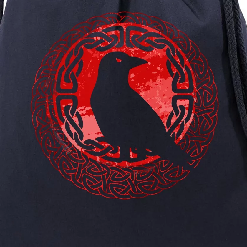 Celtic Knot Raven Crow Drawstring Bag