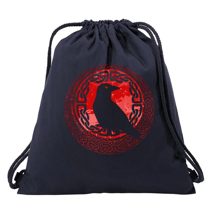 Celtic Knot Raven Crow Drawstring Bag