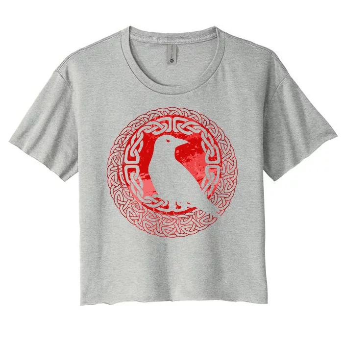 Celtic Knot Raven Crow Women's Crop Top Tee