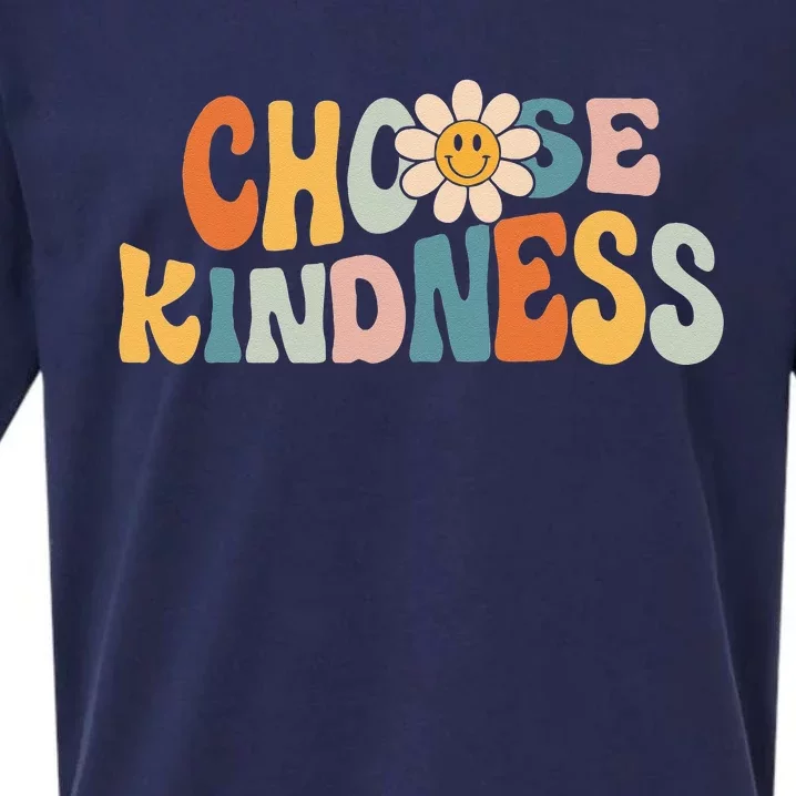 Choose Kindness Retro Groovy Daisy Be Kind Inspirational Sueded Cloud Jersey T-Shirt