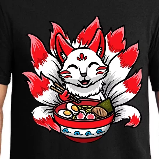 Cute Kitsune Ra Bowl Japanese Noodle Kawaii Anime Fox Pajama Set