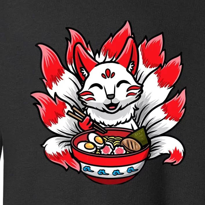 Cute Kitsune Ra Bowl Japanese Noodle Kawaii Anime Fox Toddler Sweatshirt