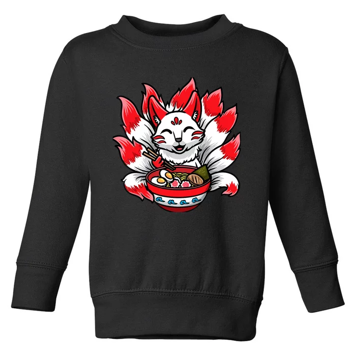 Cute Kitsune Ra Bowl Japanese Noodle Kawaii Anime Fox Toddler Sweatshirt