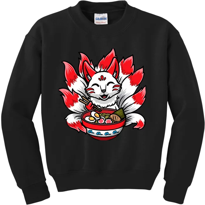 Cute Kitsune Ra Bowl Japanese Noodle Kawaii Anime Fox Kids Sweatshirt