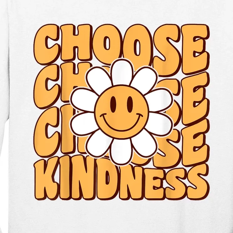 Choose Kindness Retro Groovy Be Kind Women Men Inspirational Tall Long Sleeve T-Shirt