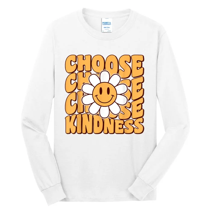 Choose Kindness Retro Groovy Be Kind Women Men Inspirational Tall Long Sleeve T-Shirt