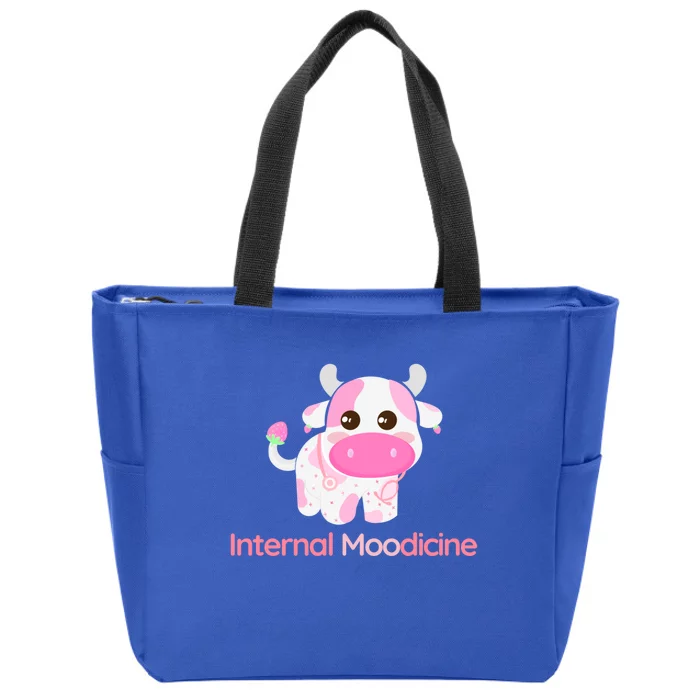 Cute Kawaii Strawberry Cow Doctor Of Internal Medicine Gift Zip Tote Bag