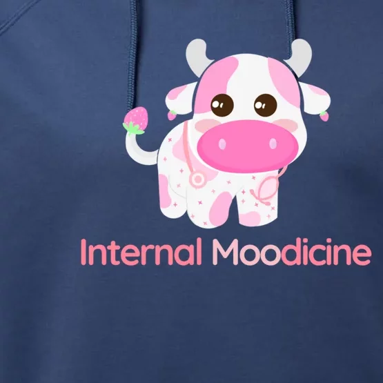 Cute Kawaii Strawberry Cow Doctor Of Internal Medicine Gift Performance Fleece Hoodie