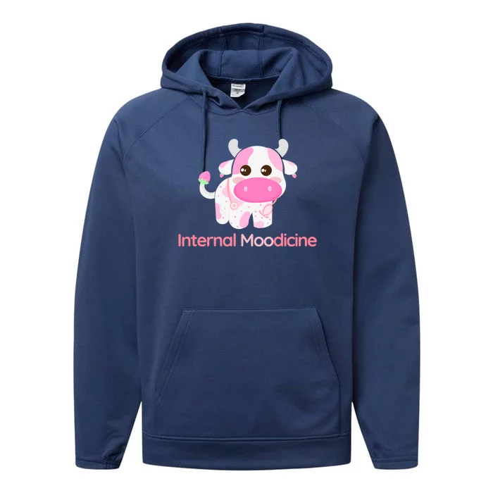 Cute Kawaii Strawberry Cow Doctor Of Internal Medicine Gift Performance Fleece Hoodie