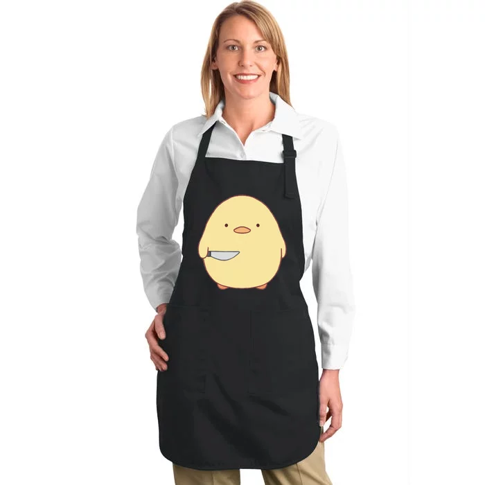 Cute Kawaii Stabby Duck With Knife Full-Length Apron With Pocket