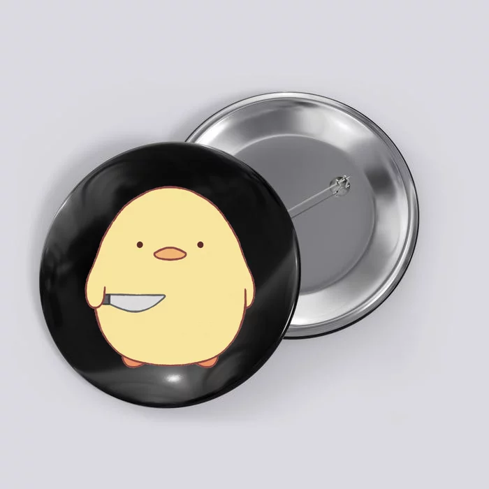 Cute Kawaii Stabby Duck With Knife Button