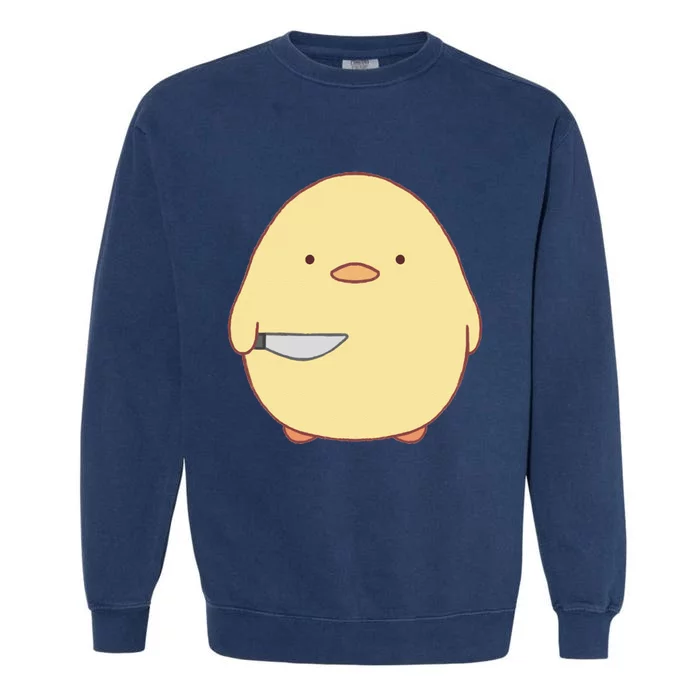 Cute Kawaii Stabby Duck With Knife Garment-Dyed Sweatshirt