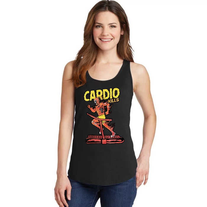 Cardio Kills Skeleton Skull Funny Running Marathon Runner Ladies Essential Tank