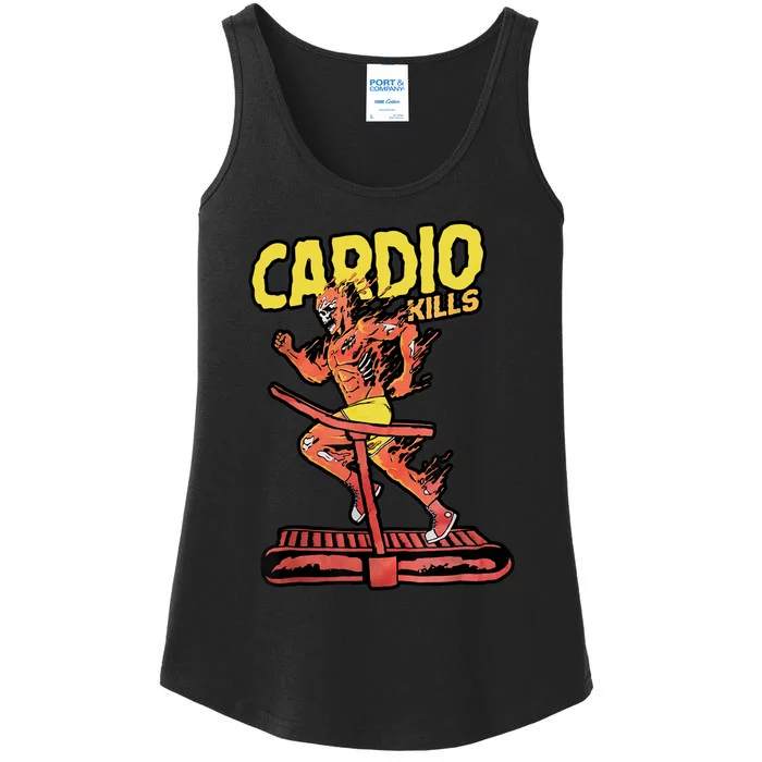 Cardio Kills Skeleton Skull Funny Running Marathon Runner Ladies Essential Tank