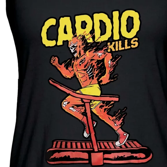 Cardio Kills Skeleton Skull Funny Running Marathon Runner Ladies Essential Flowy Tank