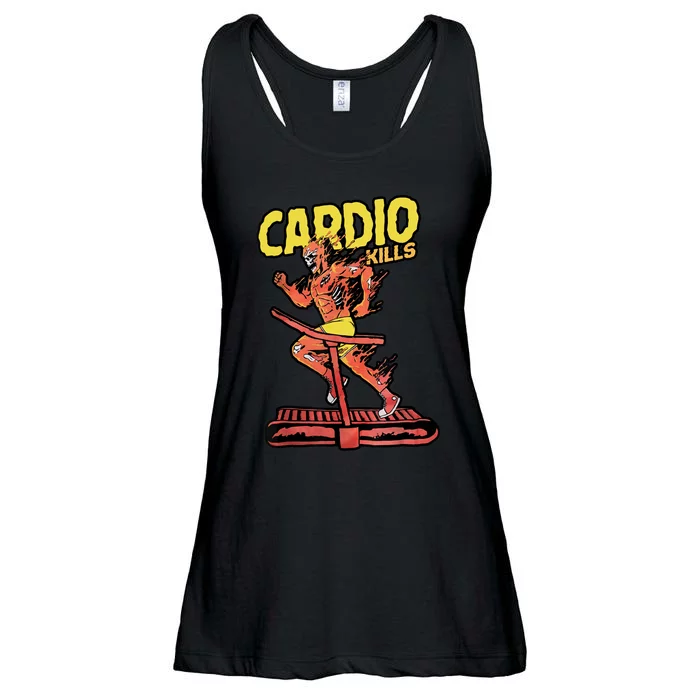 Cardio Kills Skeleton Skull Funny Running Marathon Runner Ladies Essential Flowy Tank