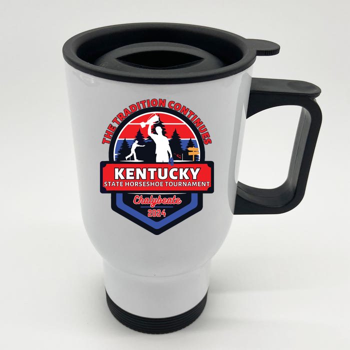 Chalybeate Ky State Horseshoe Pitching Tournament 2024 Front & Back Stainless Steel Travel Mug