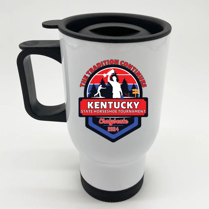 Chalybeate Ky State Horseshoe Pitching Tournament 2024 Front & Back Stainless Steel Travel Mug