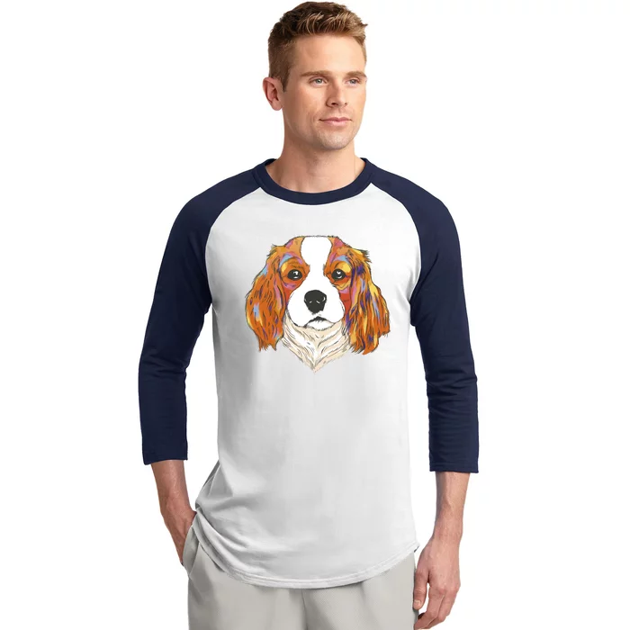 Cavalier King Spaniel Colorful Dog Baseball Sleeve Shirt