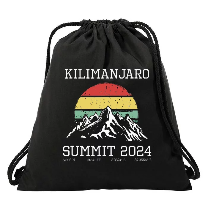 Climbed Kilimanjaro Summit 2024 Hike Tanzania Hiking Retro Drawstring Bag