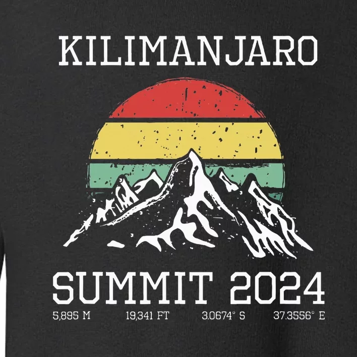 Climbed Kilimanjaro Summit 2024 Hike Tanzania Hiking Retro Toddler Sweatshirt