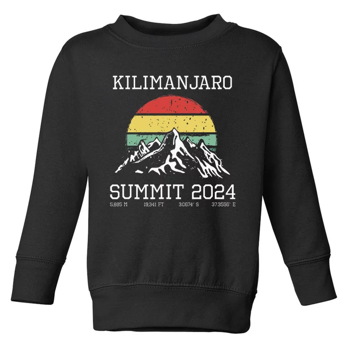 Climbed Kilimanjaro Summit 2024 Hike Tanzania Hiking Retro Toddler Sweatshirt