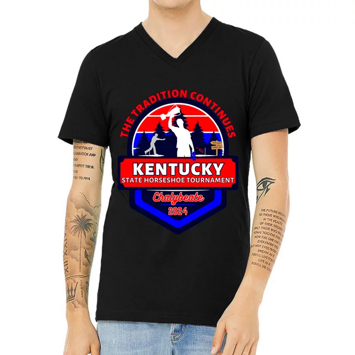 Chalybeate Ky State Horseshoe Pitching Tournament 2024 V-Neck T-Shirt