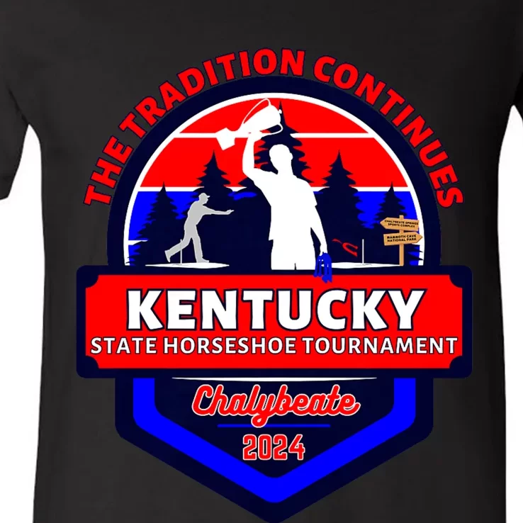 Chalybeate Ky State Horseshoe Pitching Tournament 2024 V-Neck T-Shirt