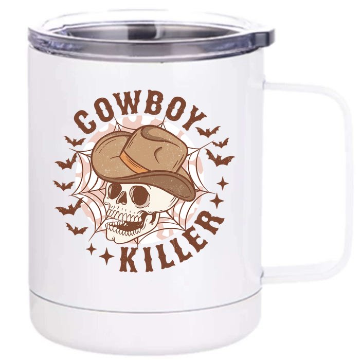 Cow Killer Skull Halloween Western Cow Country Gift Front & Back 12oz Stainless Steel Tumbler Cup