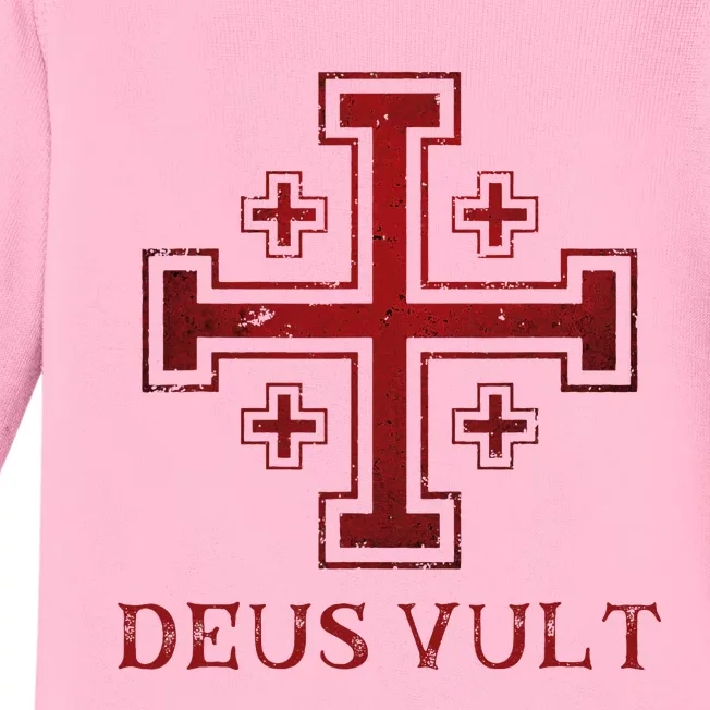 Catholic Knight Templar Crusader Cross Baby Long Sleeve Bodysuit