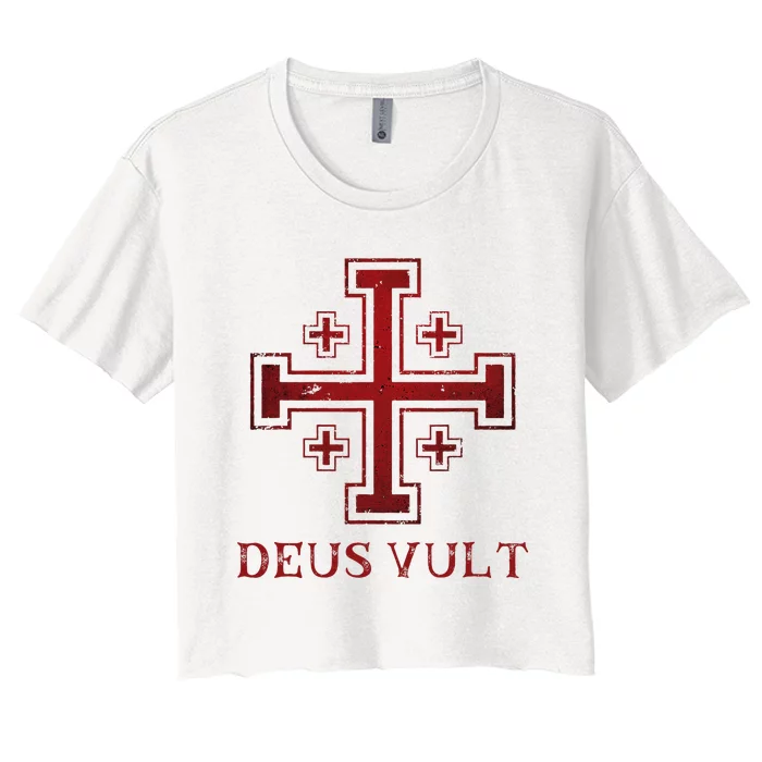 Catholic Knight Templar Crusader Cross Women's Crop Top Tee