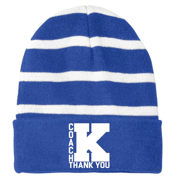 Coach K Thank You Striped Beanie with Solid Band