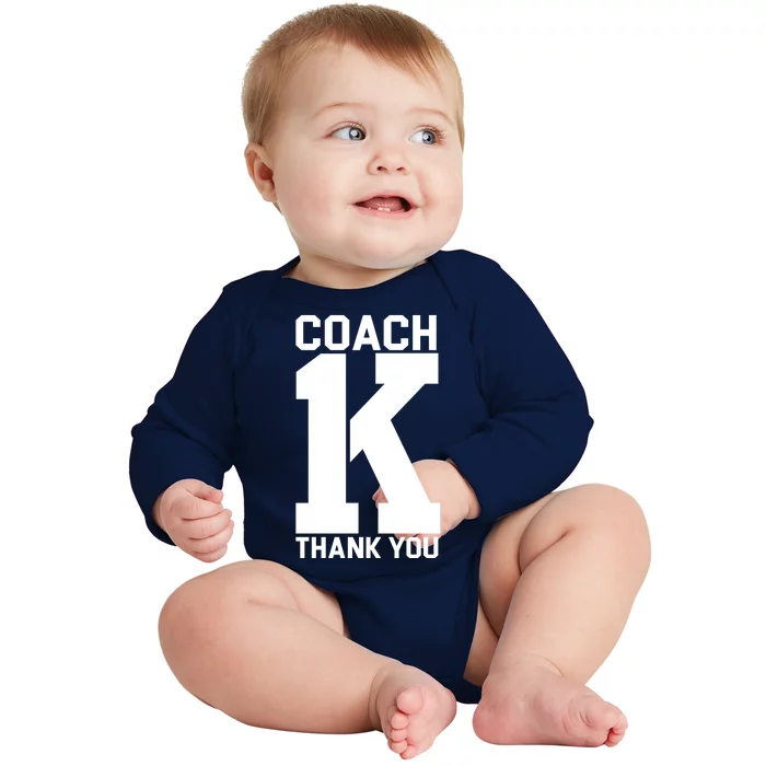 Coach K Thank You College Baby Long Sleeve Bodysuit