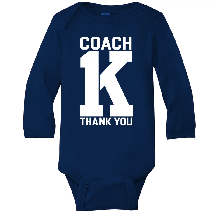 Coach K Thank You College Baby Long Sleeve Bodysuit