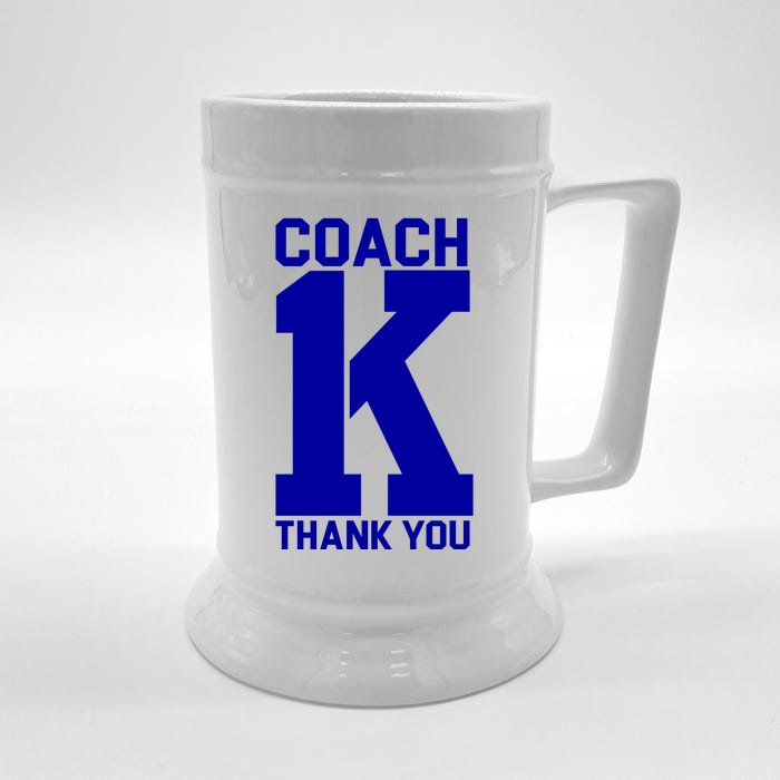 Coach K Thank You College Front & Back Beer Stein