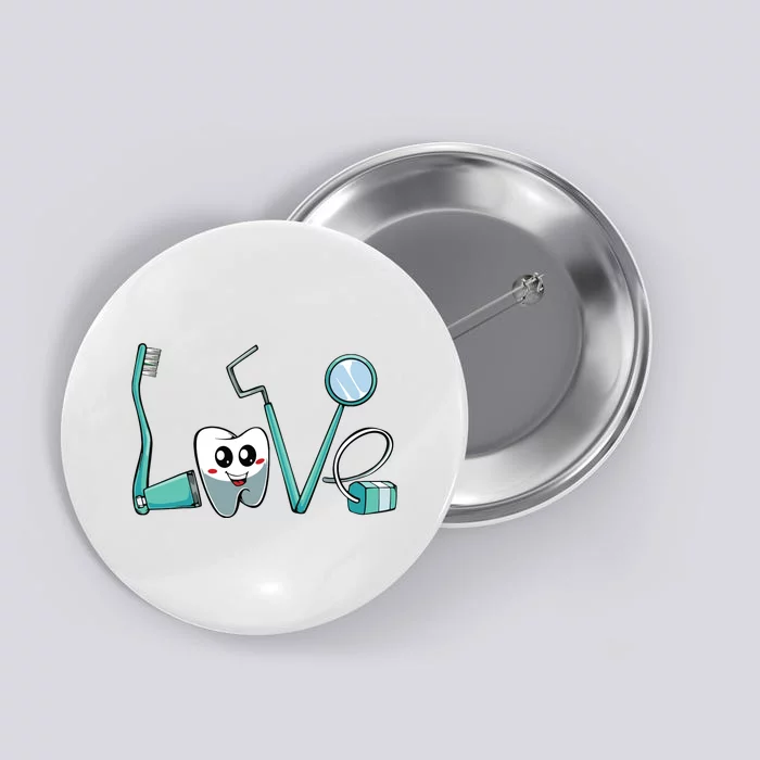 Cute Kawaii Teeth Dentist Dental Hygienist Orthodontics Gift Button