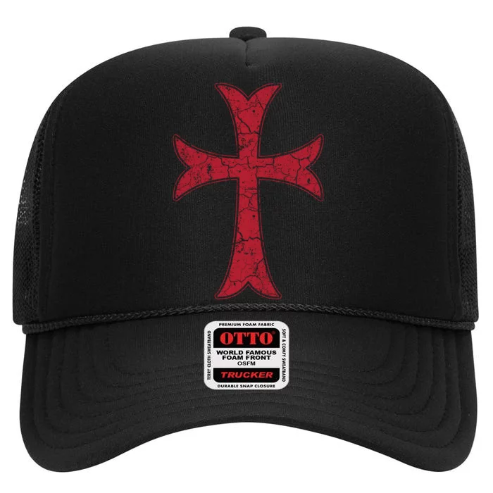 Crusader Knights Templer Cross High Crown Mesh Trucker Hat