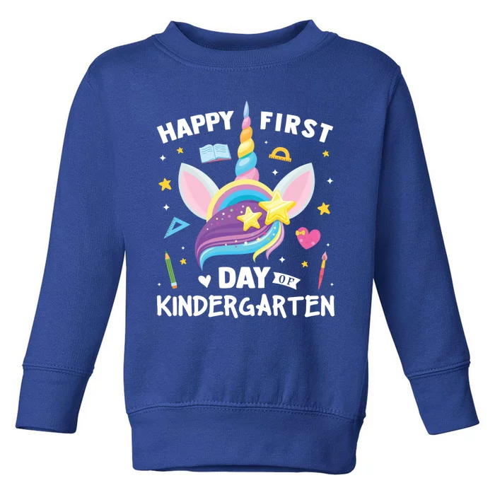 Cute Kindergarten Unicorn Happy First Day Of School Gift Toddler Sweatshirt